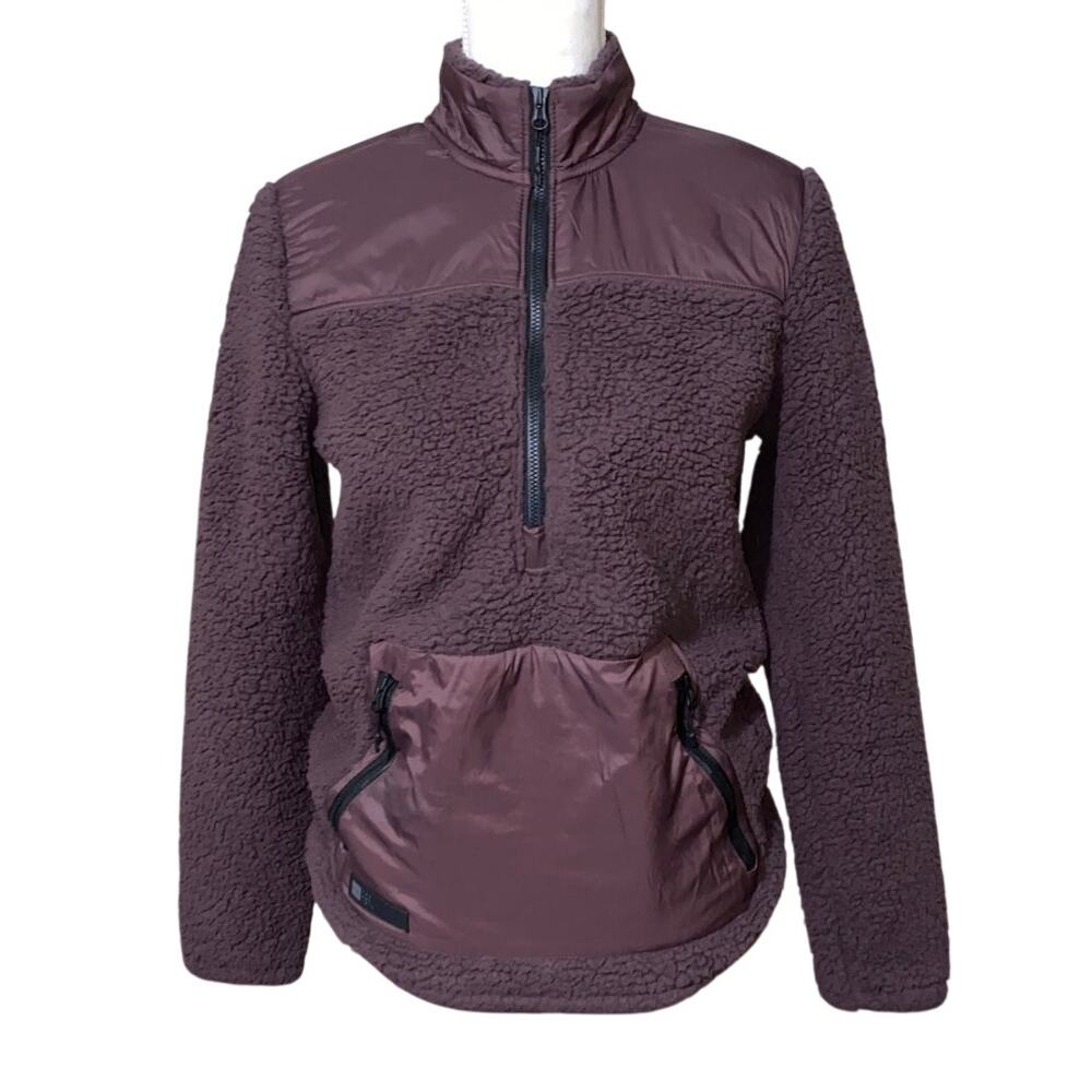 FOX Racing Women's Sweater Fleece Puffer Size Small Purple Kangaroo Pocket Good